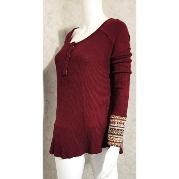 NWT - Paper Crane by Anthropologie Thermal Top with Sweater Cuff - Size S - Picture 3 of 13